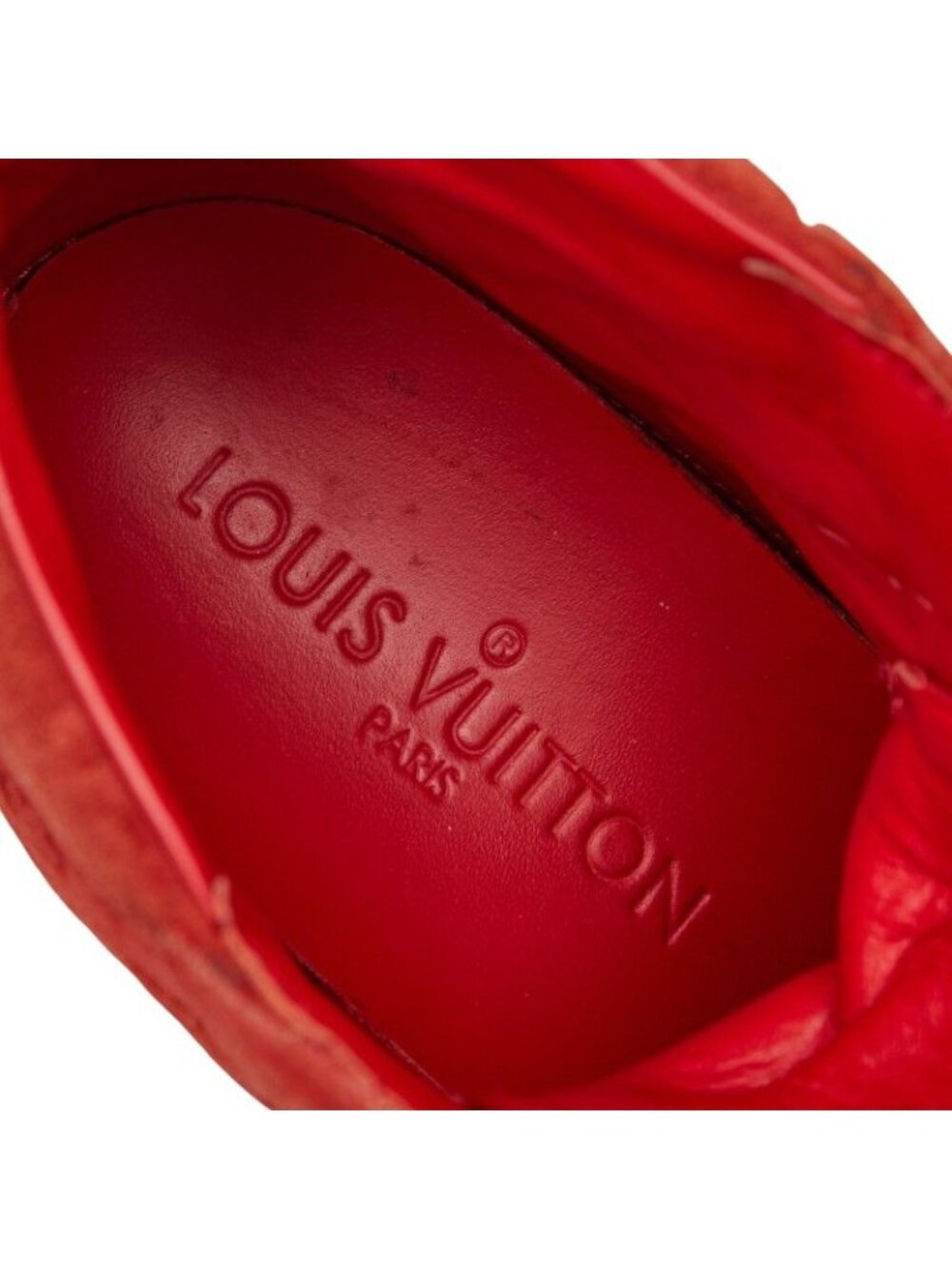 ★SOLD★ Louis Vuitton Cliff Top Line Monogram High Cut Sneakers Size 35 Red Suede - Picture 7 of 8